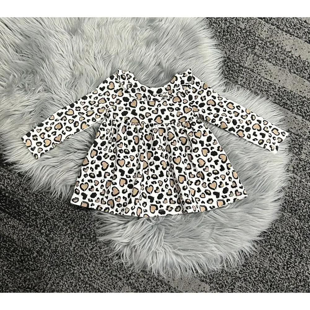 Rachel Zoe‎ Girls Heart Leopard Long Sleeve Dress 24month
